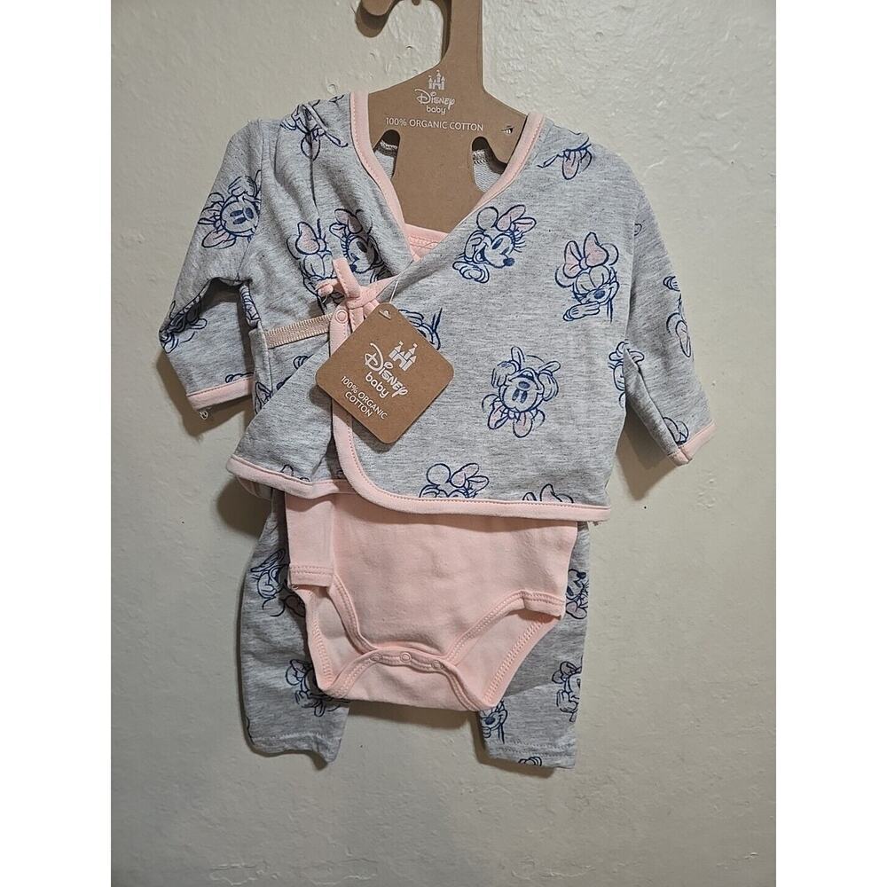 NWT Disney Baby Clothes Minnie 3-Piece Hooded Set 0 /3 months Organic Cotton